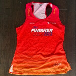 Red and Orange Finisher Tank Top. Puerto Rico 10k Running Race Jersey